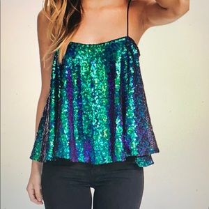 Spaghetti Strap Sequin Top